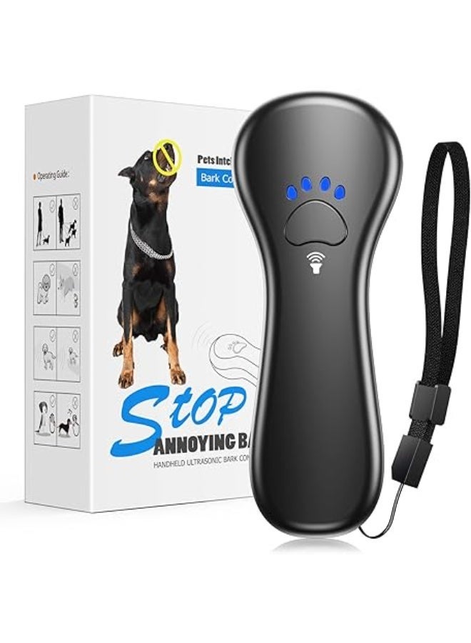 جهاز التحكم في نباح الكلاب اهوج قابل لاعادة الشحن بالموجات فوق الصوتية 2 في 1 تدريب الكلاب ومنع النباح نطاق 5 متر 16.4 قدم ترددين 25 و30 كيلو هرتز آمن بدون صدمات محمول داخلي وخارجي اسود - Image 1